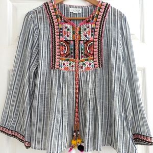 Velvet by Graham and Spencer McKay embroidered lightweight cotton jacket top